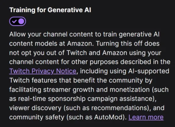 Twitch разрешит Amazon обучать ИИ на записях стримов