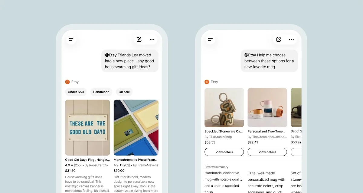 Etsy запустила нативное приложение внутри ChatGPT для поиска товаров