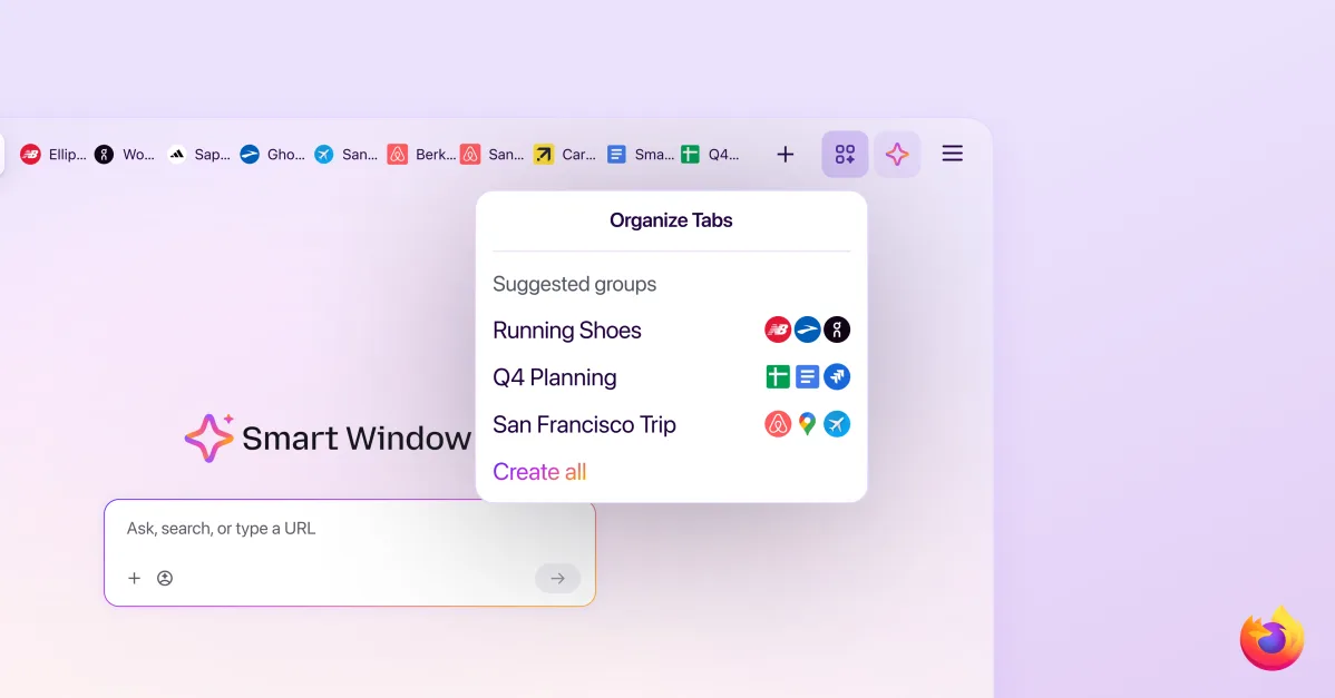 Firefox Smart Window: ИИ-браузинг с поиском по истории и ссылками на источники