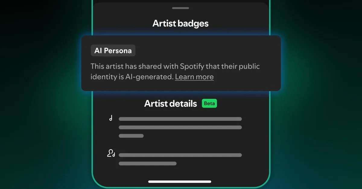 Spotify вводит метки «ИИ Persona» и исключает ИИ-артистов из рекомендаций