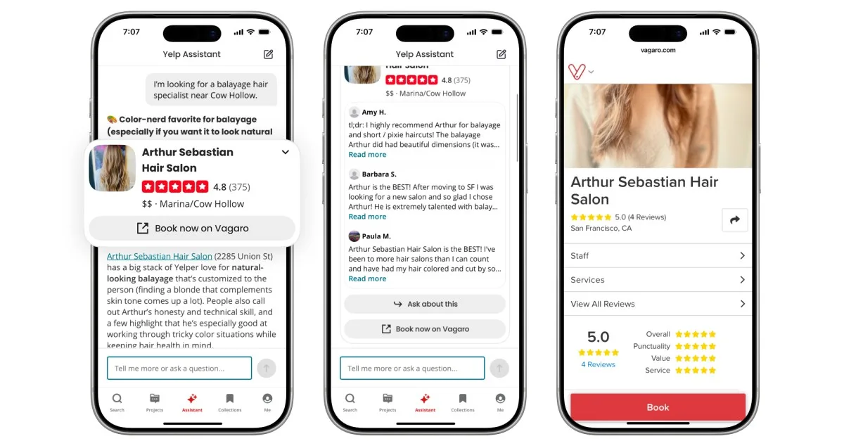 Yelp превращает своего ИИ-ассистента в цифрового консьержа с бронированием и доставкой