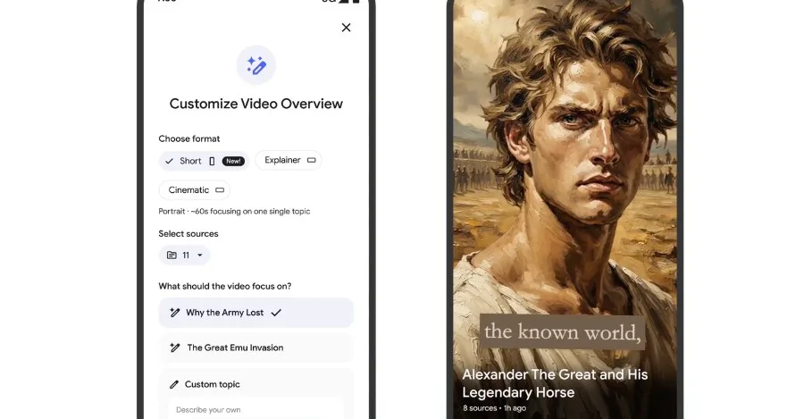 Google NotebookLM научился создавать 60-секундные видео в стиле TikTok